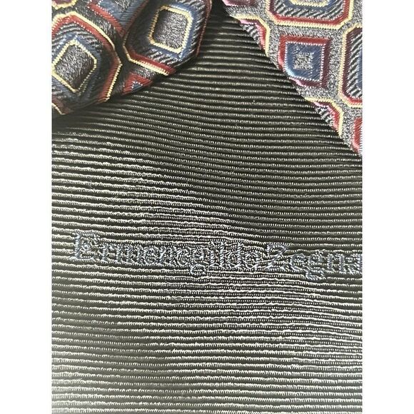 Ermenegildo Zegna Mens Neck Tie Silk Purple Blue Black - Picture 6 of 6